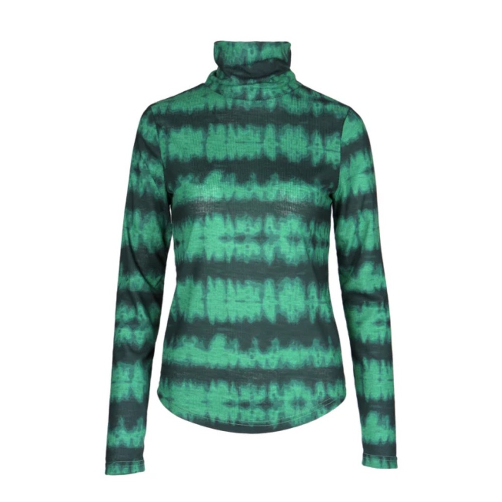 FRNCH Green and Black Tie-Dye Turtleneck Top